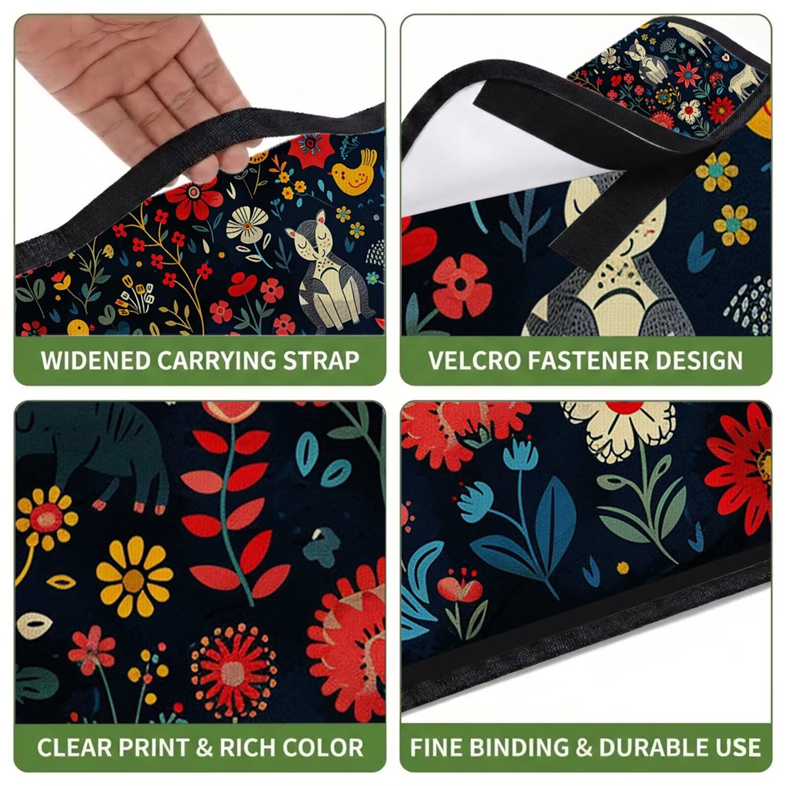 Manta de Picnic 150x200 cm, Alpaca Manta Picnic Impermeable, pájaro Esterilla de Playa Alfombra de Exterior, Picnic Blanket Plegable con Asa para Camping, Jardín, Césped, Playa, Senderismo FZ-36