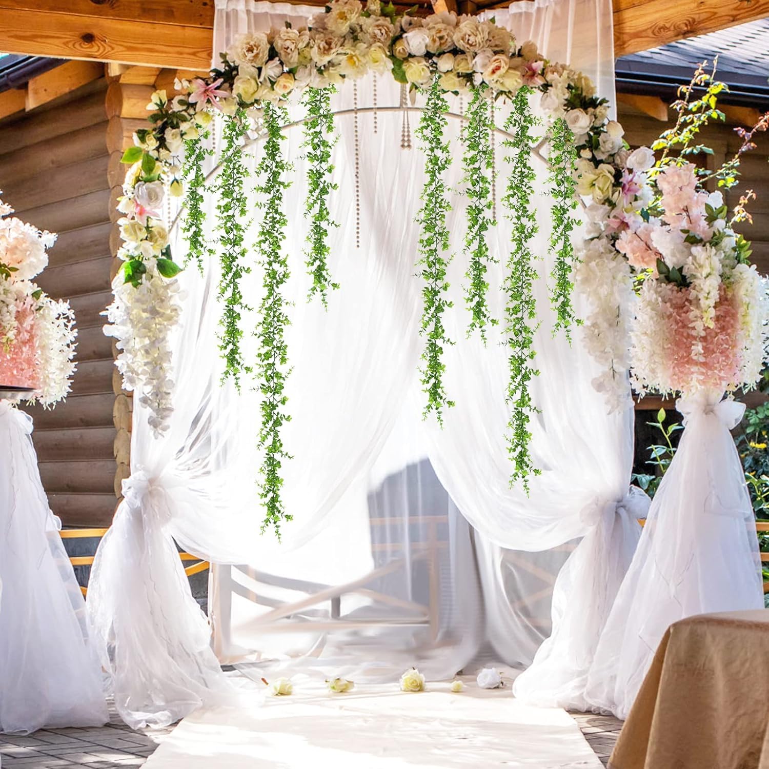 Künstliche Eukalyptus-Girlande, 9,2 m, grüne Rebe für Hochzeitshintergrund, Party-Dekoration, hängende Blumendekorationen, Tischdekoration