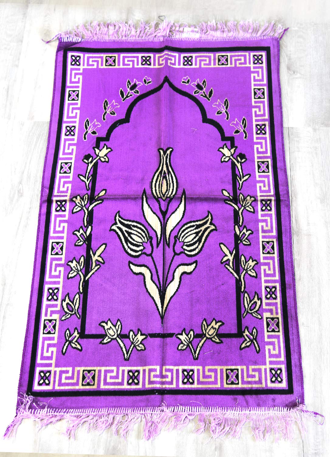 Al Salem Carpet velour soft velvet prayer mat prayer area rectangle 67 cm x 110 cm 0.30 kg lila classic