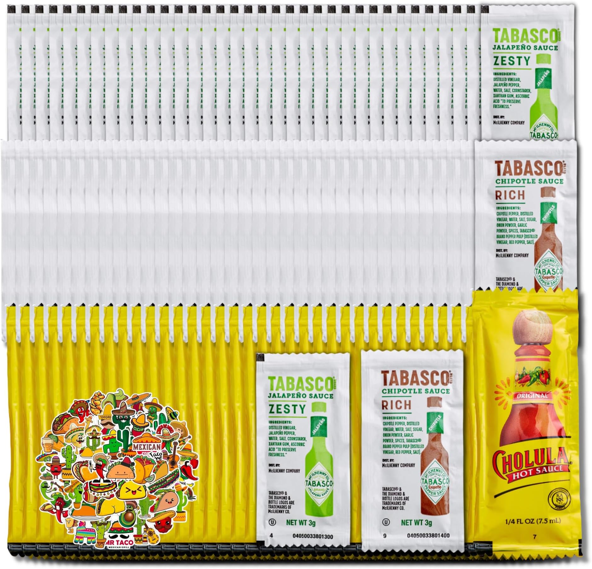 Jumbo Pack 99 Hot Sauce Packet Variety Pack Includes