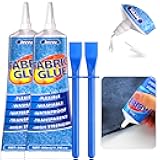 Jevvu Fabric Glue Permanent, 100ml Strong Fabric Adhesive for Clothes, Permanent Washable Material Repair Glue for Fabric, Crafts DIY, Upholstery, Textiles, Felt and Badges, Doll Repair (100ml)