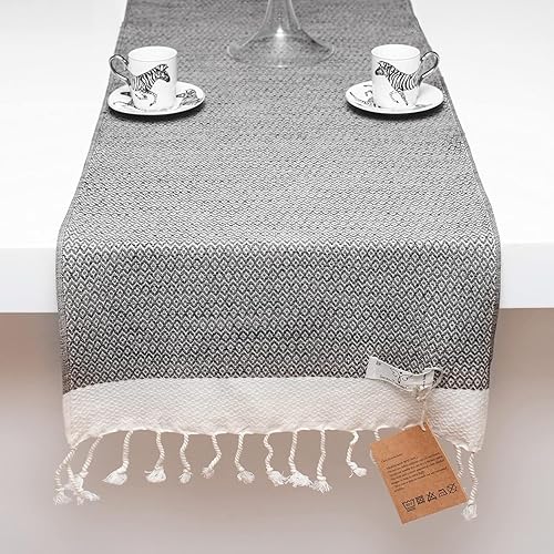 Miniatura 38 de SMYRNA TURKISH COTTON - Camino de mesa turco original de la serie vintage 100% algodón, 15 x 48 pulgadas Camino de mesa vintage de granja