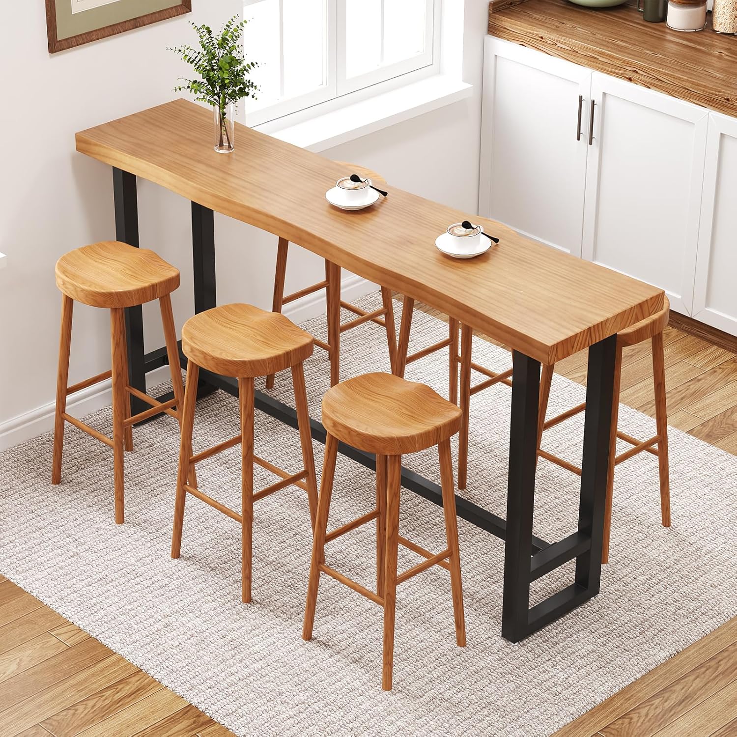 Amazon.com: quanzhoulong 47in Solid Wood Live Edge Bar Table - Bar ...