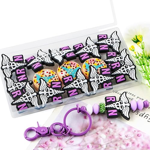 Miniatura 3 de HHCFAST 15 cuentas de silicona, cuentas focales de silicona para hacer llaveros, cuentas focales de silicona para bolígrafos, cuentas de silicona