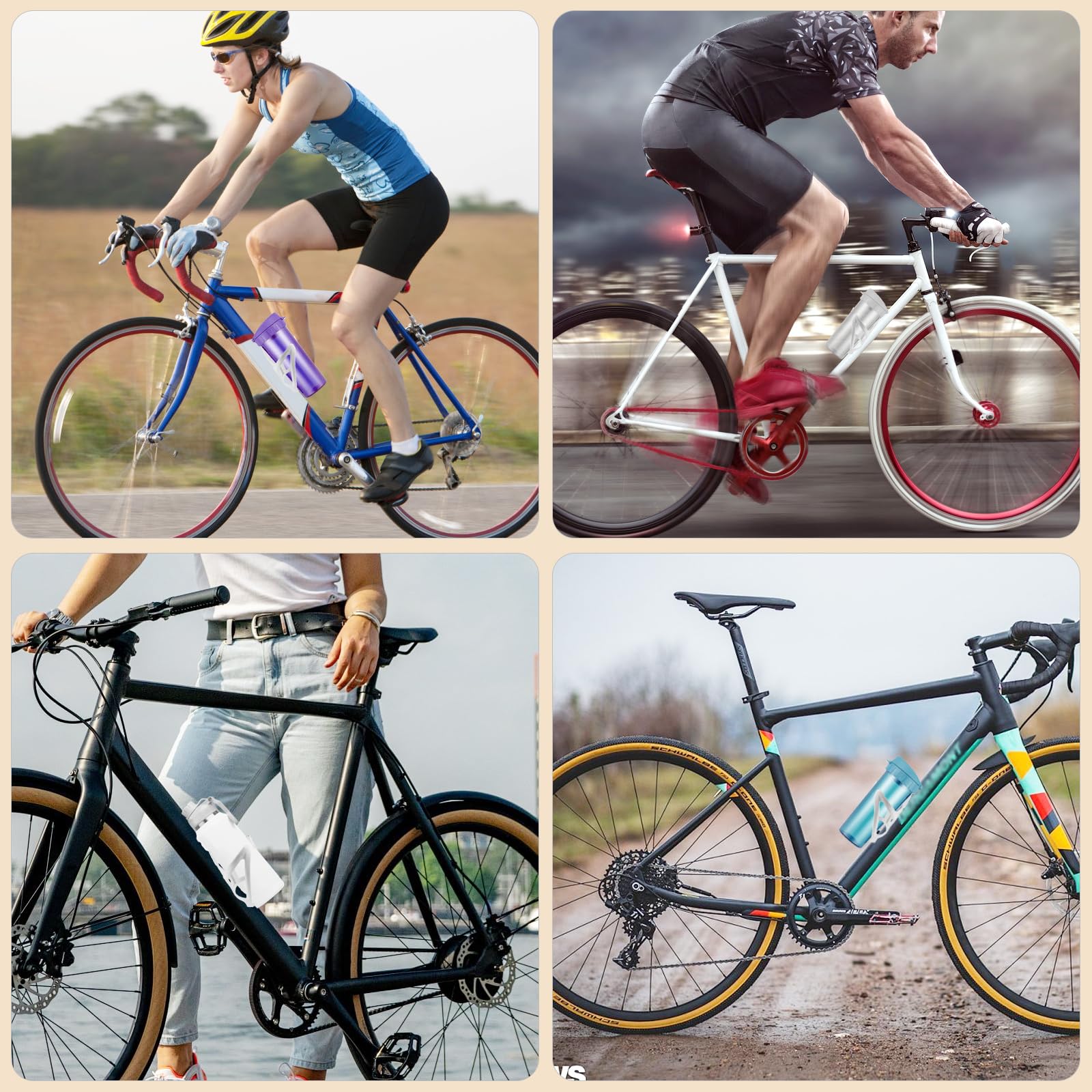 2 sztuki uchwytów na butelki rowerowe, 35g lekkie uchwyty na butelki, uchwyt rowerowy na butelki z narzędziem śrubowym, uchwyty na napoje do rowerów MTB, szosowych, górskich (Biały)