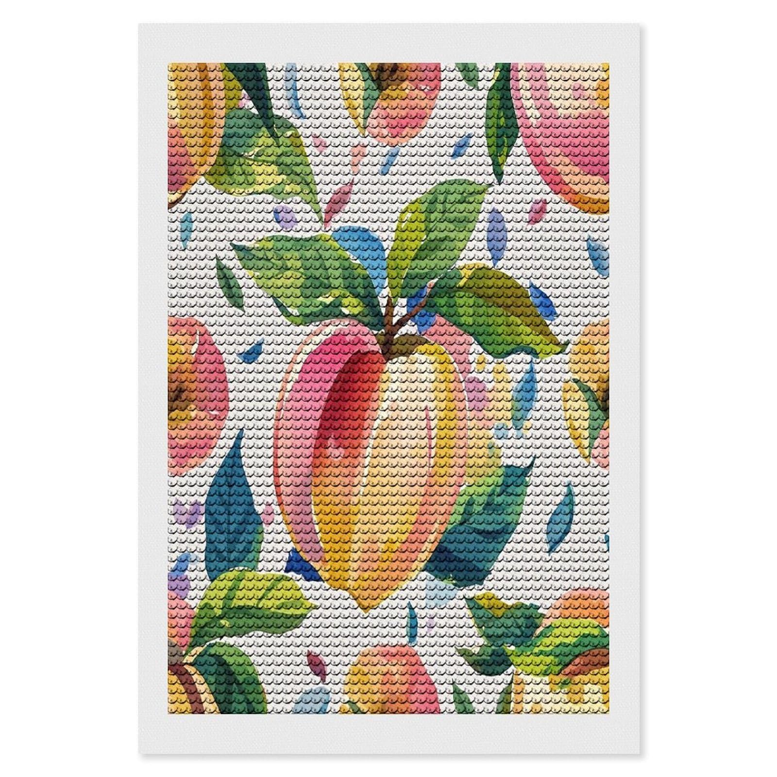 FekiLoot Colorful Peach Watercolor Diamond Painting Kits for Adults Full Round Drill Diamond Art Kits for Beginners 5D DIY Diamond Dots Paintings Diamonds Pictures Gem Art Home Wall Decor 8"x12"