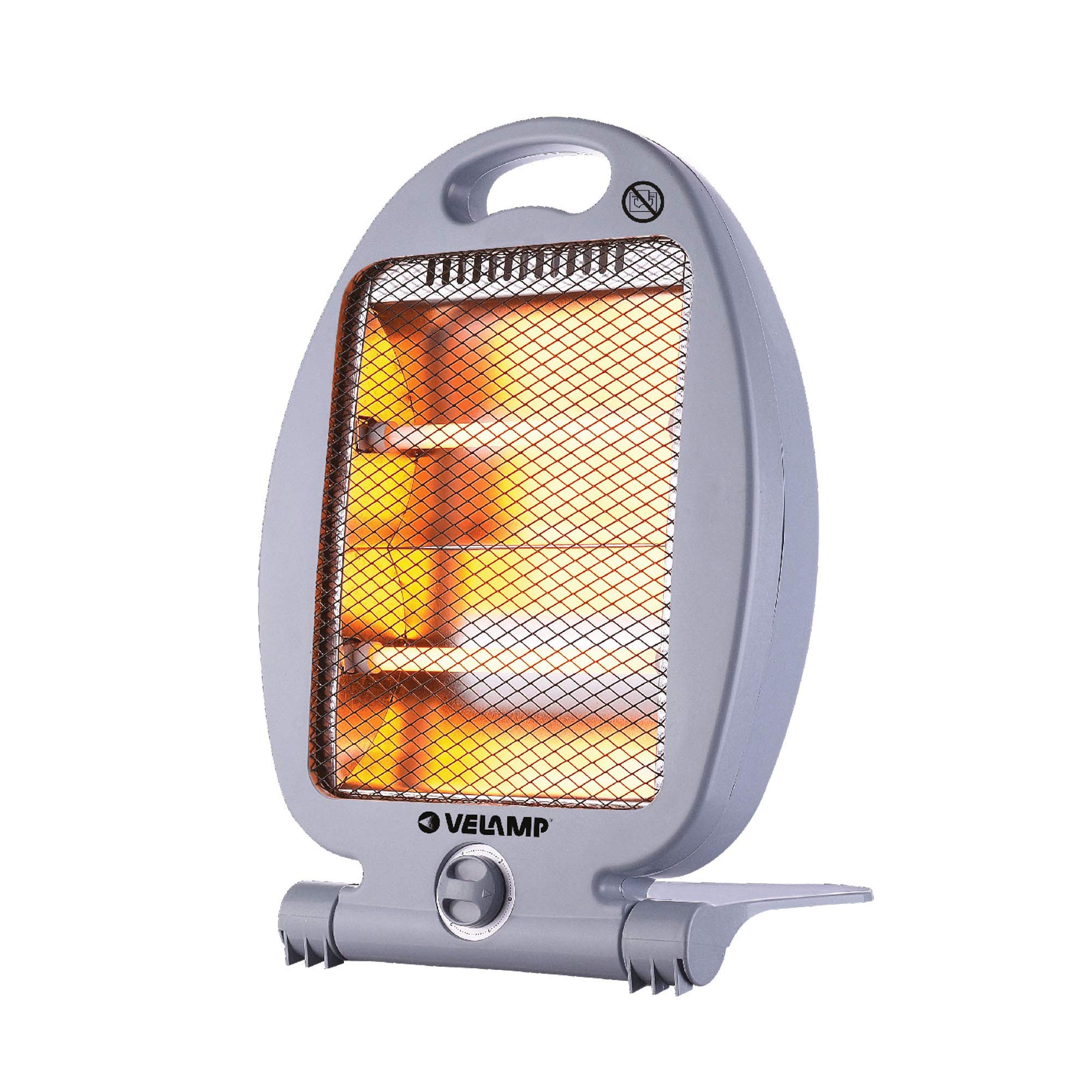 Radiateur électrique à Quartz 800W Gris - 2 Puissances, Chaleur Instantanée, Sécurité Anti-basculement