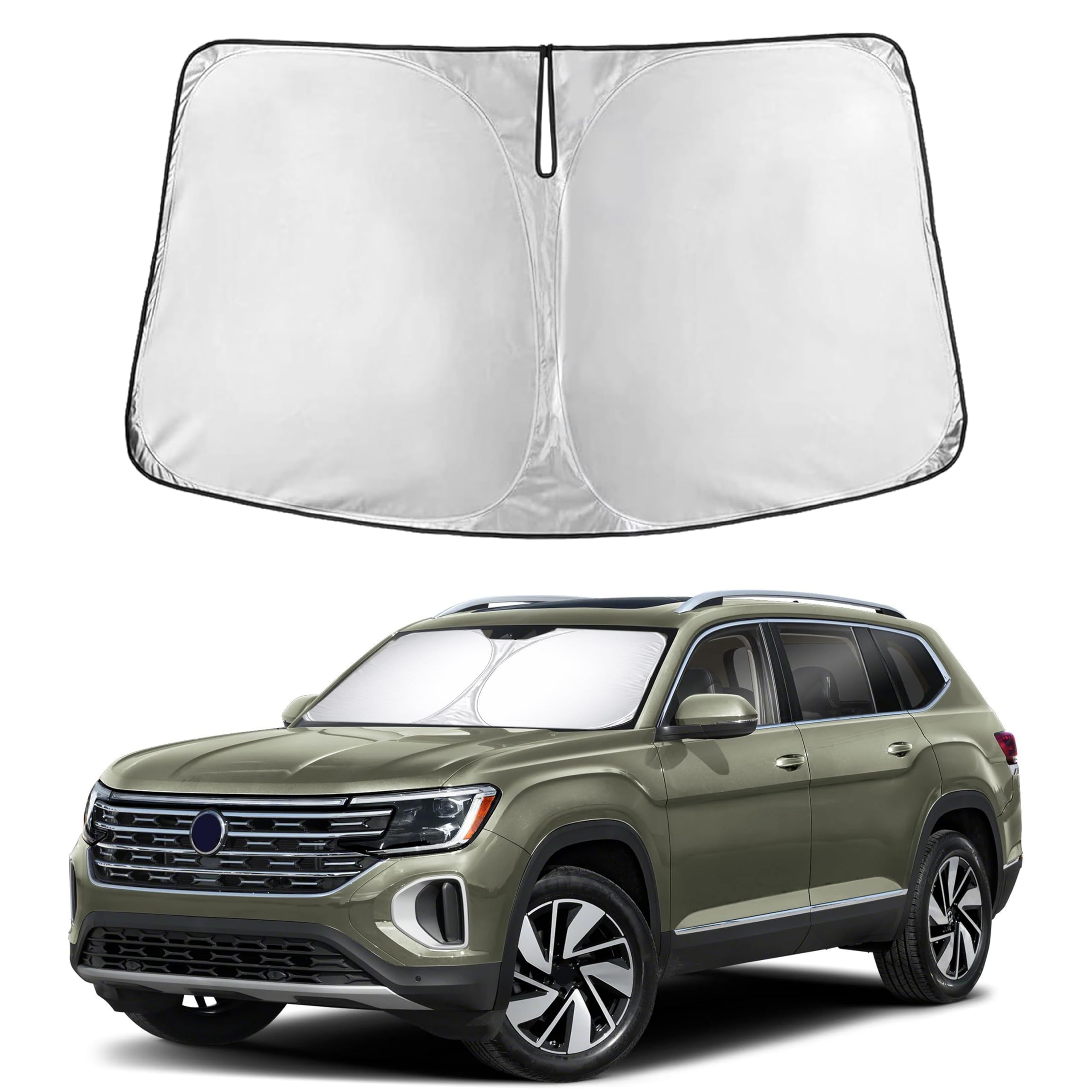 EcoNour Windshield Sunshade Compatible for Volkswagen Atlas 2018-2025 2026 | Sun Visor for Front Windshield & Window Sun Shade Cover, UV Heat Blocker & Protector, Car Accessories