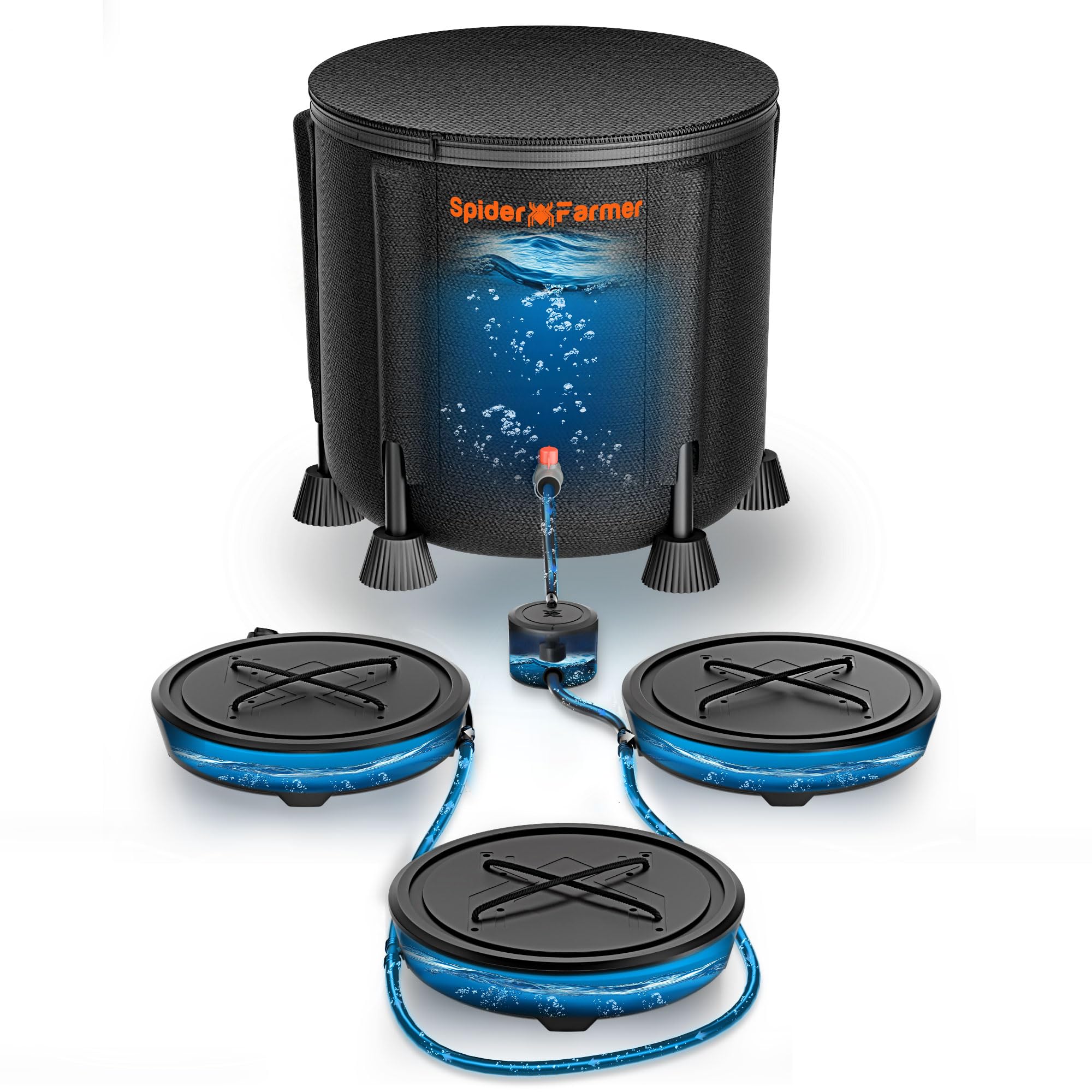 Spider Farmer Juego de 3 sistemas de riego automático, sin electricidad, con depósito de agua de 50 l, base de maceta de tela con riego por mecha para tienda de cultivo en interiores