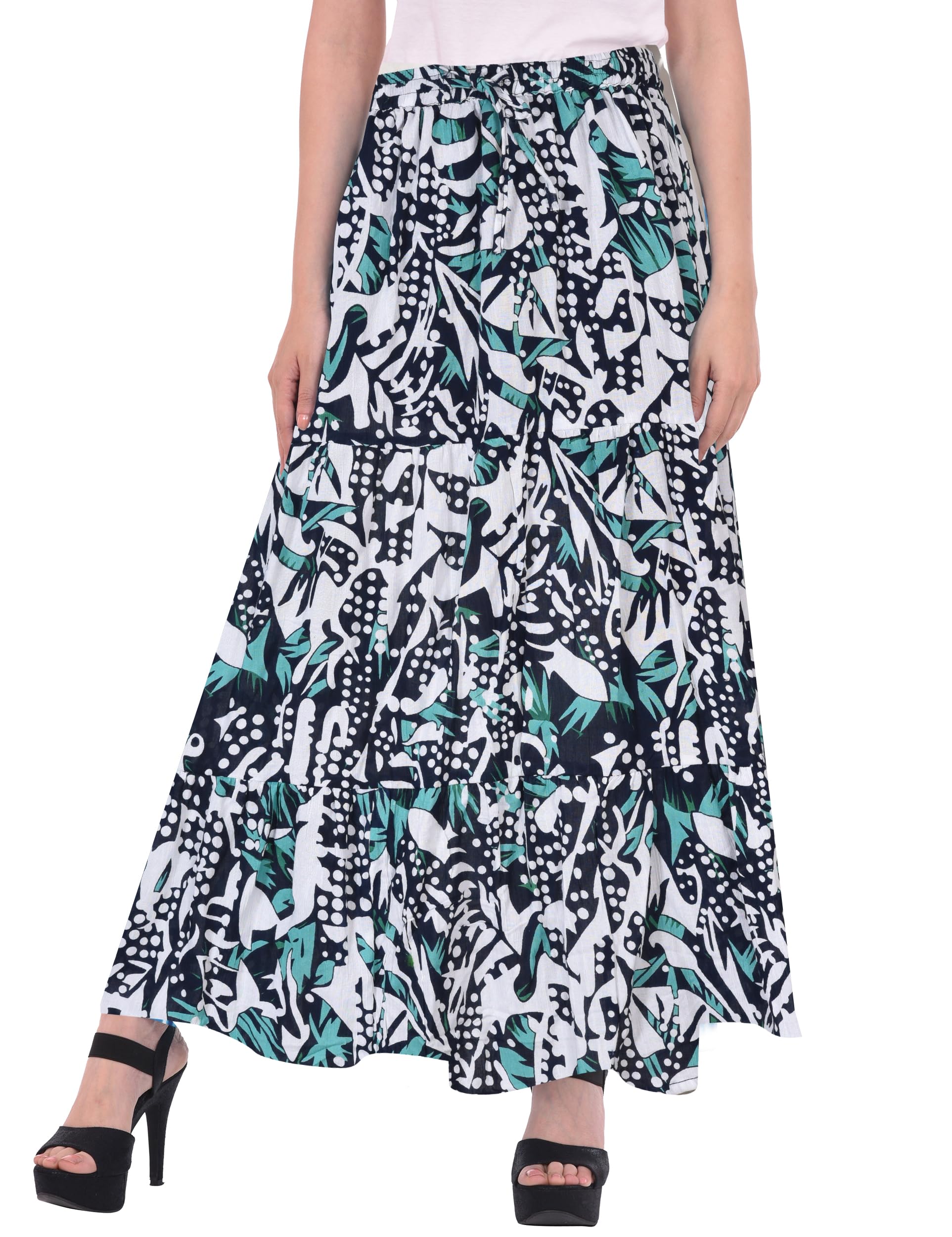 cotton breeze Women's Regular Fit Printed Cotton A-line Skirt Multicolour-picture-28