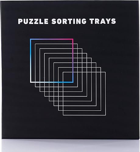 Miniatura 2 de 8 bandejas de clasificación de rompecabezas negras con tapa de 10 x 10 pulgadas  Organizadores de rompecabezas y almacenamiento  para rompecabezas