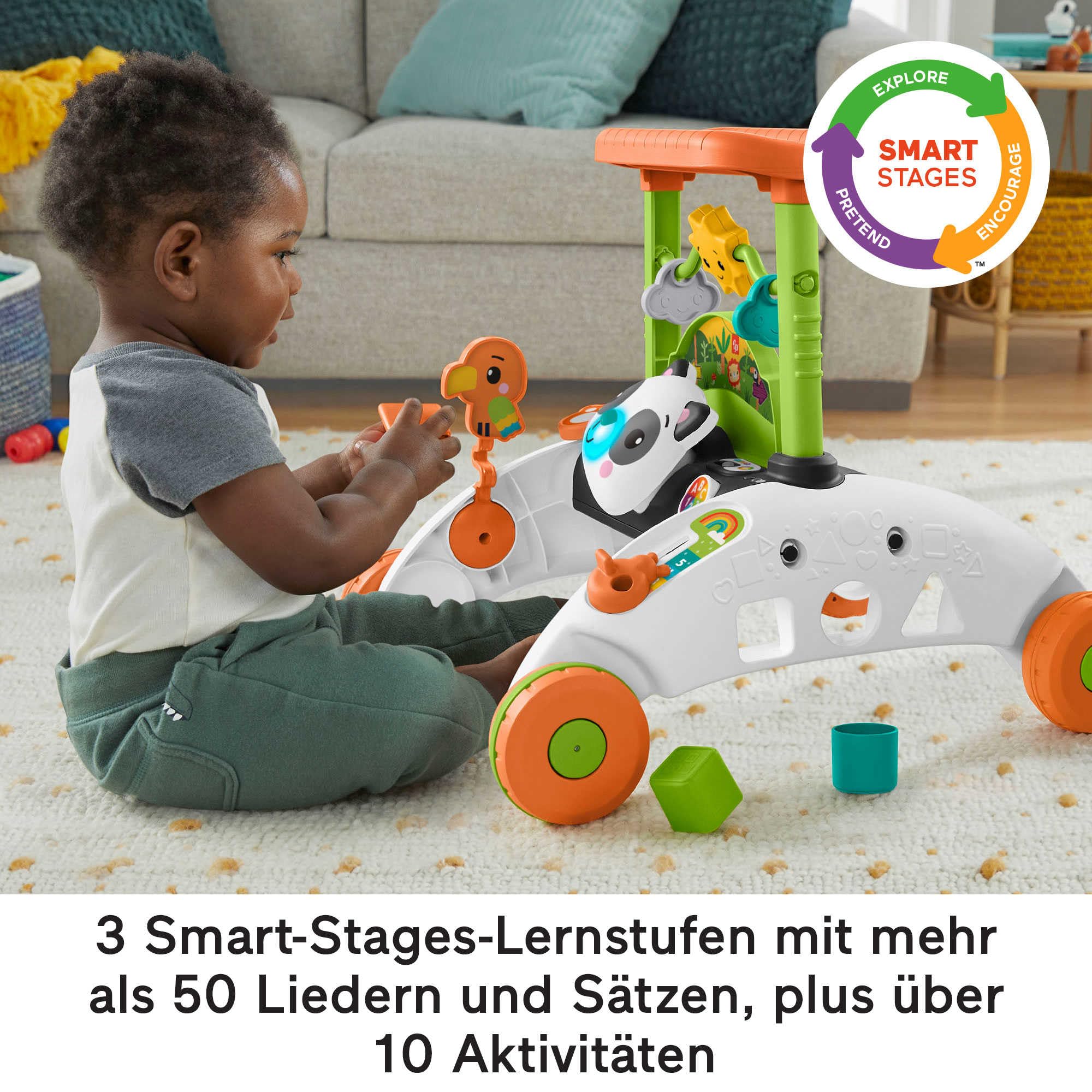 FisherPrice HJY73 Dwustronny Chodzik Panda Growing Interaktywne Centrum Zabaw z Ponad 100 Piosenkami, Dźwiękami i Wypowiedziami dla Dzieci