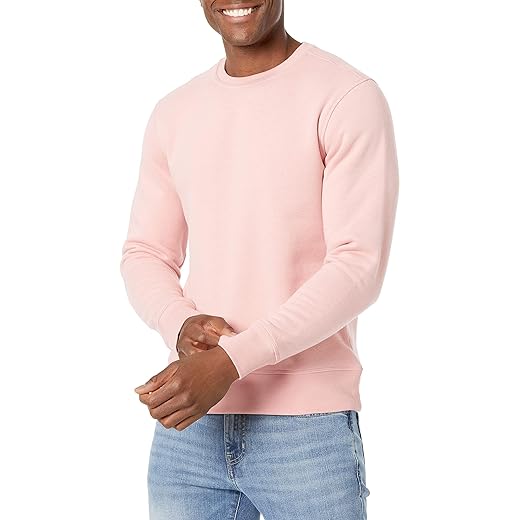 Amazon Essentials Men's Fleece Crewneck Sweatshirt (Available in Big & Tall), Pink, Large