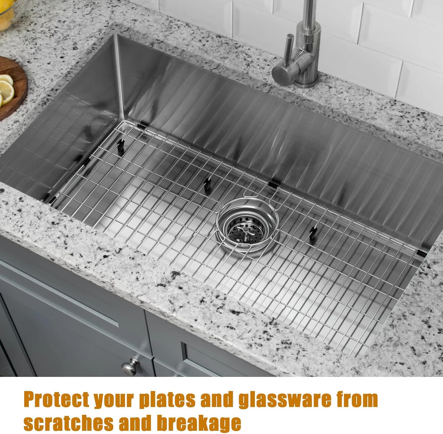 LKOBG2915SS Kitchen Sink Grate 27.5" x 13.5" Sink Bottom Grid Stainless Steel Sink Protector Sink Rack for Bottom of Sink