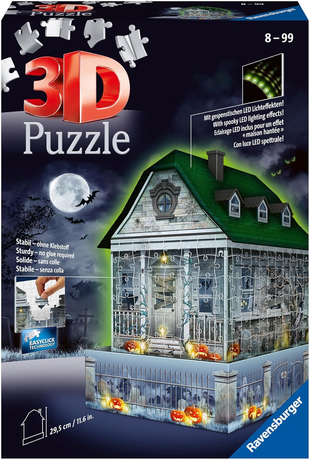 Ravensburger Haunted House 216 Piece 3D Jigsaw Puzzle for Kids 11548 - Easy Click Technology Means Pieces Fit Together Perfectly