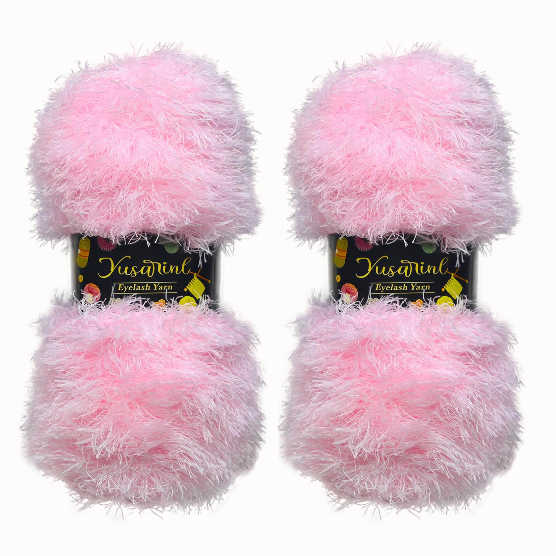Photo 1 of (23 Colors Available) Yusarinl Eyelash Yarn Fluffy Thread 100% Polyester 6,7oz 260 Yards, Fun Fur Yarn for a Border,toy's Hair or Beard-Gentle Pink