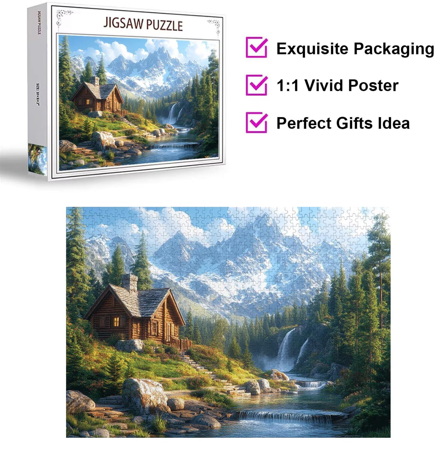 Puzzle 2000 sztuk 99 x 70 cm, Puzzle Dorośli Góry Śnieg Widok, n-806
