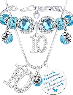 10th Birthday Gifts for Girls, 10th Birthday Charm Bracelet, 10th Birthday Necklace, 10th Birthday Party Supplies, 10 Years Old Birthday Jewelry for Girls, 10th Birthday Decorations for Girls