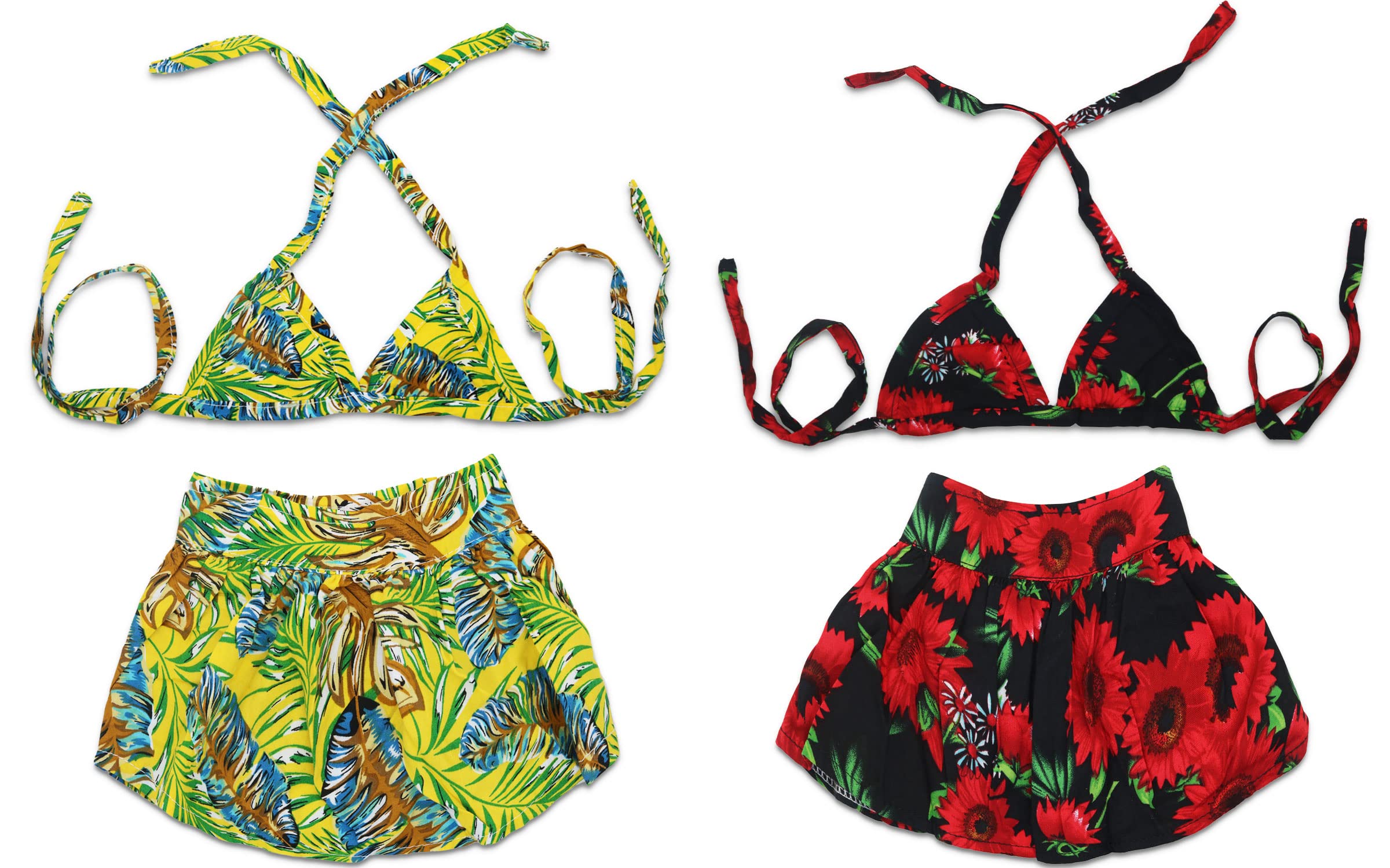 2 Pack Dog Bikini Set Beach Hawaiian Floral Swimsuit XS Dog Dress Summer Costume Dress for Girls Puppy Bathing Suit