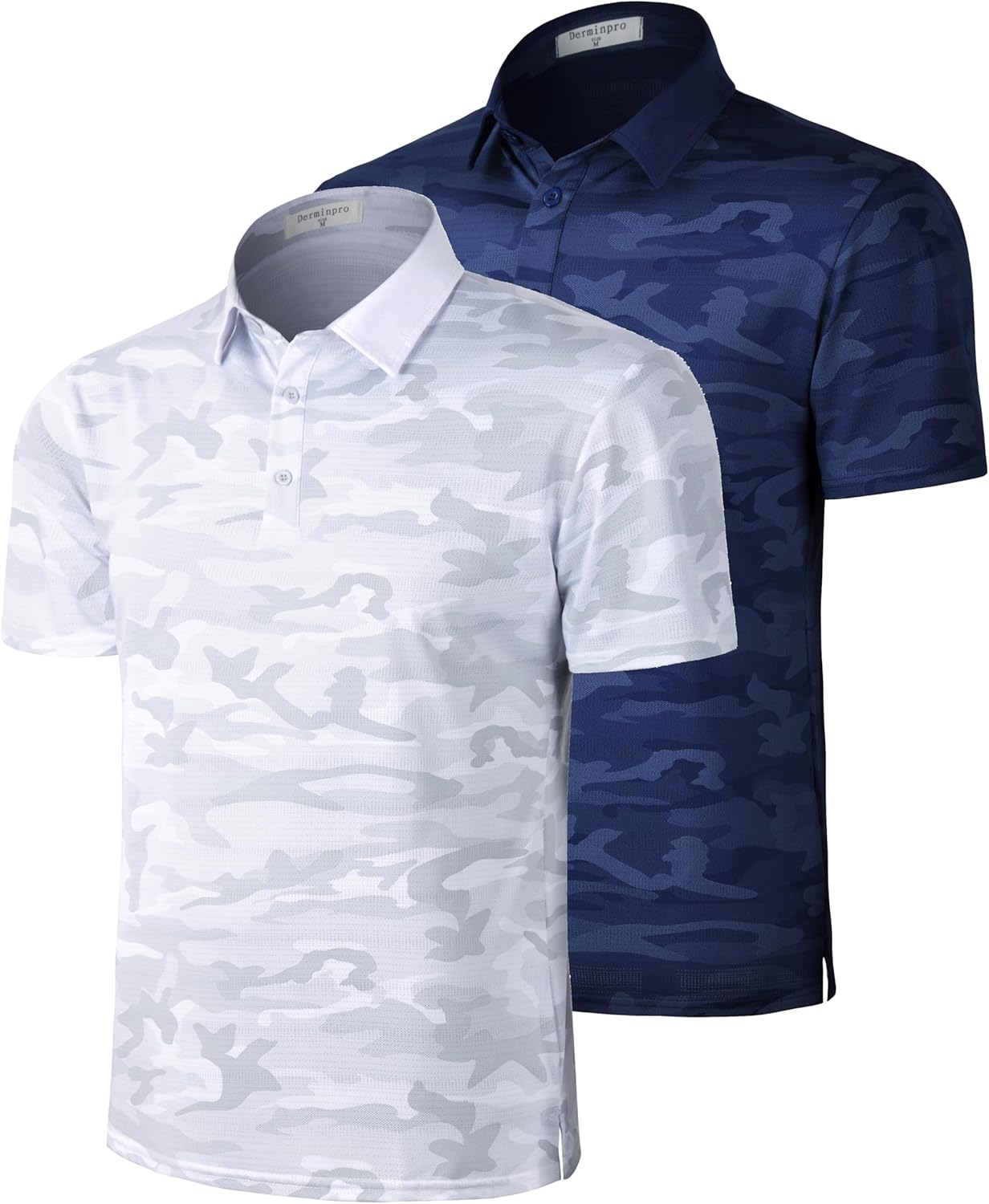 Derminpro Men’s Camo Golf Shirts Moisture Wicking Short/Long Sleeve Dry Fit Golf Polos