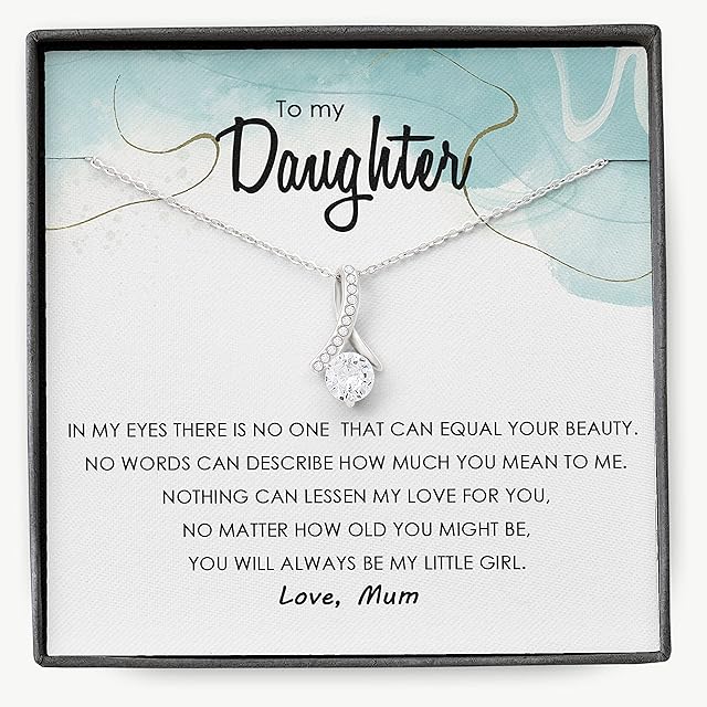 Gift for Daughter, Necklace Gift Message from Mum to Daughter jewellery Birthday Gift for Girls Mother gift to Daughters Personalised Love Necklace for Her, Silver