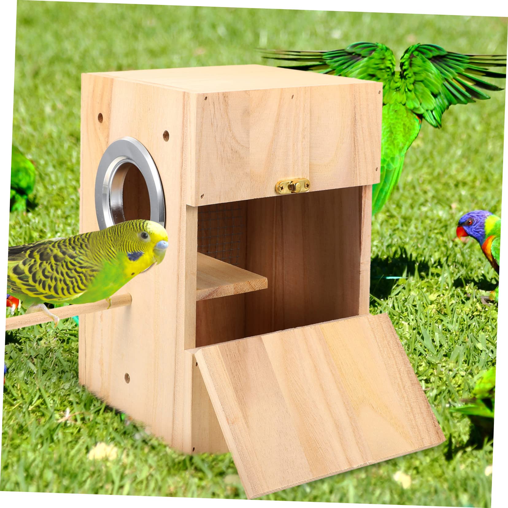 Hohopeti Nichoir à Oiseaux en Bois, Boîte de Reproduction Simple, Nid Confortable pour Canari et Alouette, pour Repos et Jeu,
