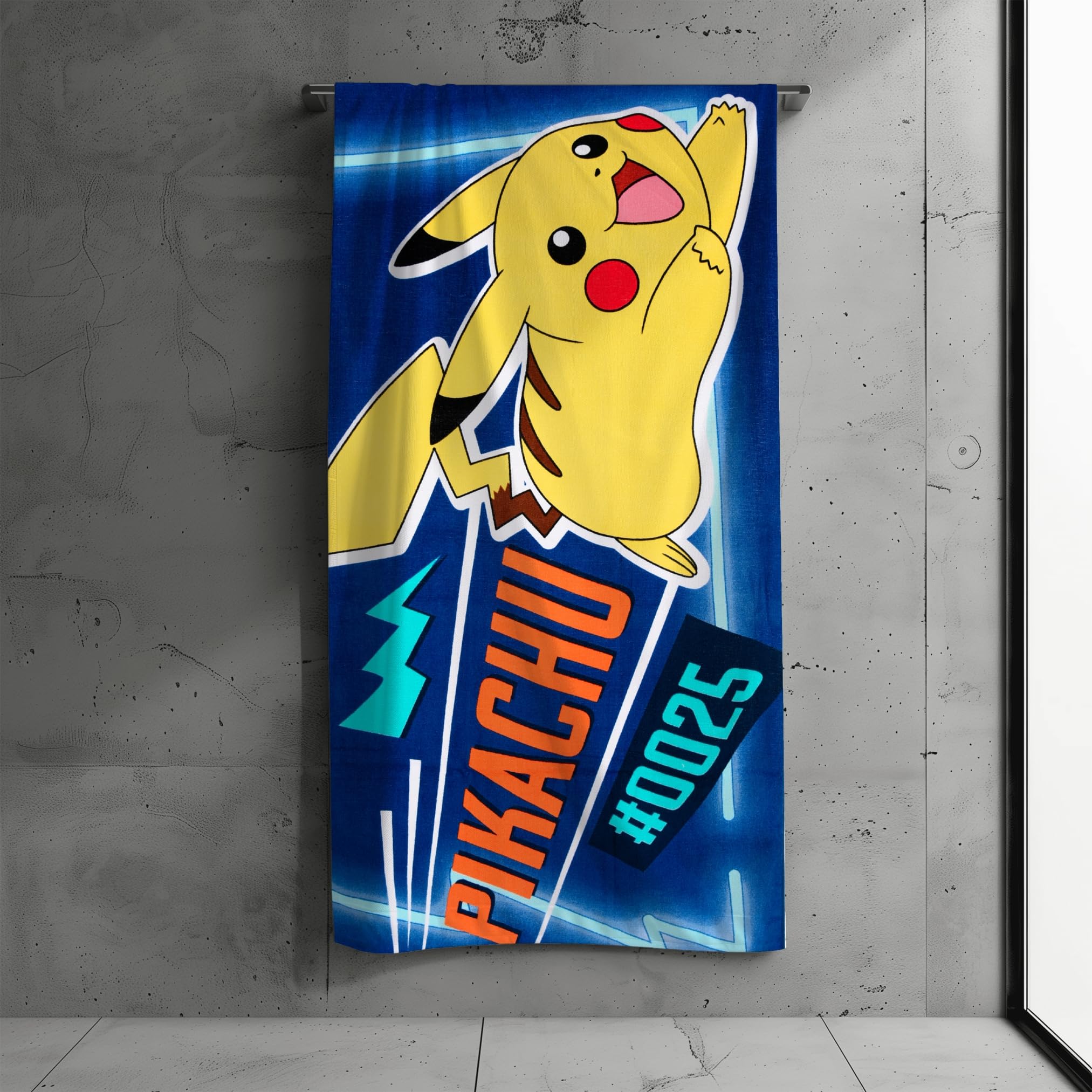 Pokémon Strandtuch, 100% Baumwolle, 140 x 70 cm, Verschiedene Designs (Blau-Gelb)