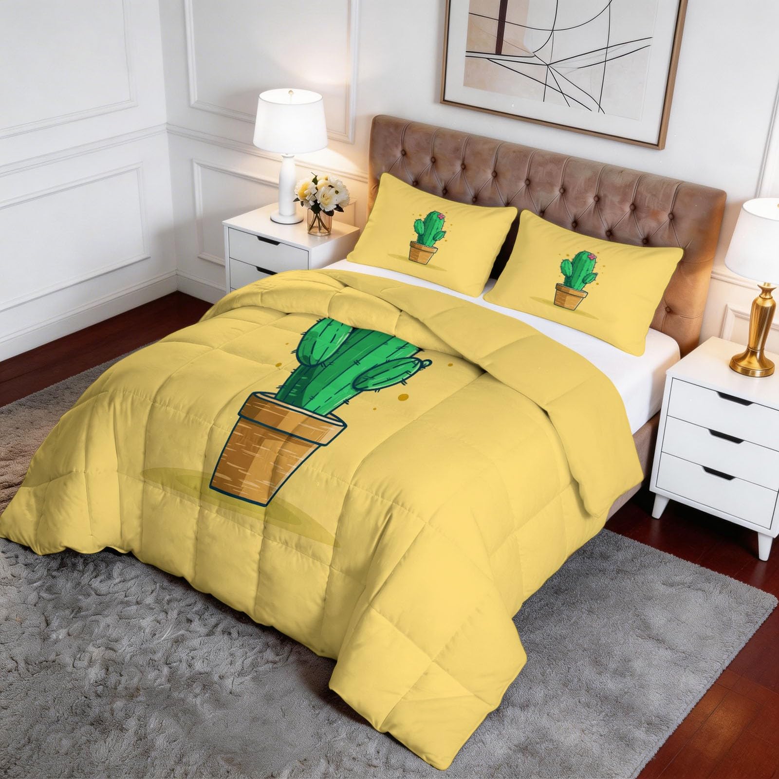 Set di biancheria da letto double-face con stampa gialla, motivo imperatore, lavabile, non necessita di copertura, per studenti, giovani e residenti, 240 x 260 cm