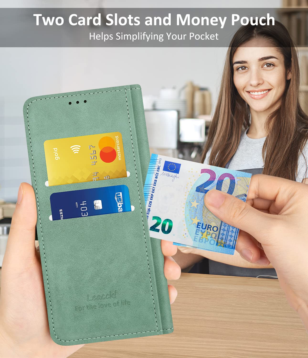Custodia portafoglio in pelle con slot per carte di credo, custodia