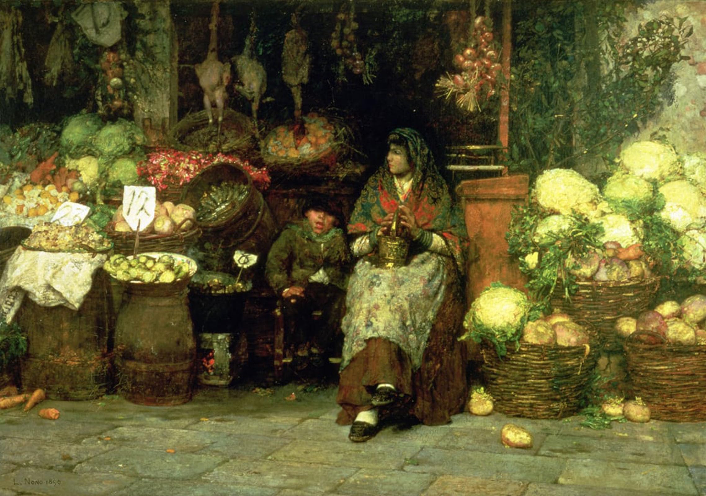 POSTERIIk Famous Modern Artwork Art Mural the Vegetable Vendor by Famous Artist Oil Paintings Pictures for Home Decor 60x90cm