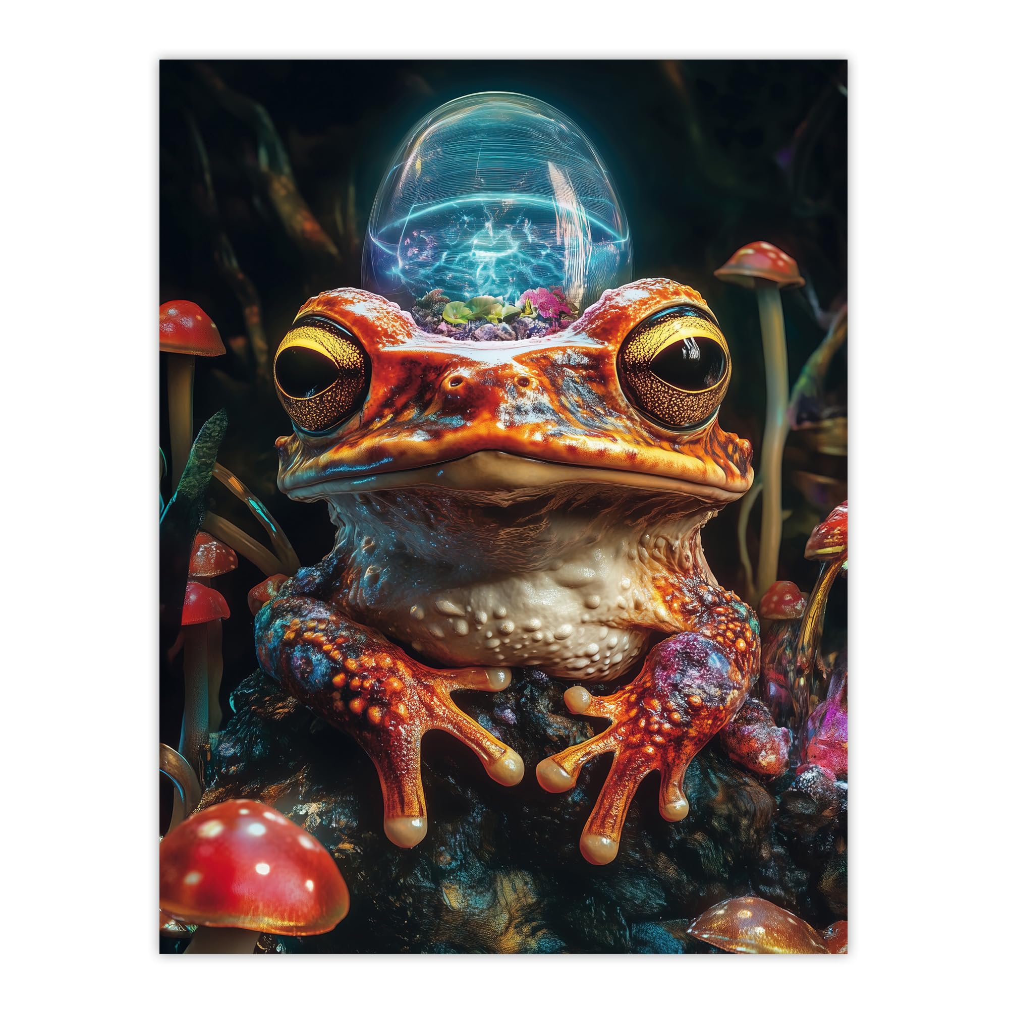 Artery8 Surreal Toad Mushrooms Trippy Psychedelic Art Living Room Large Wall Art Poster Print Thick Paper 18X24 Inch
