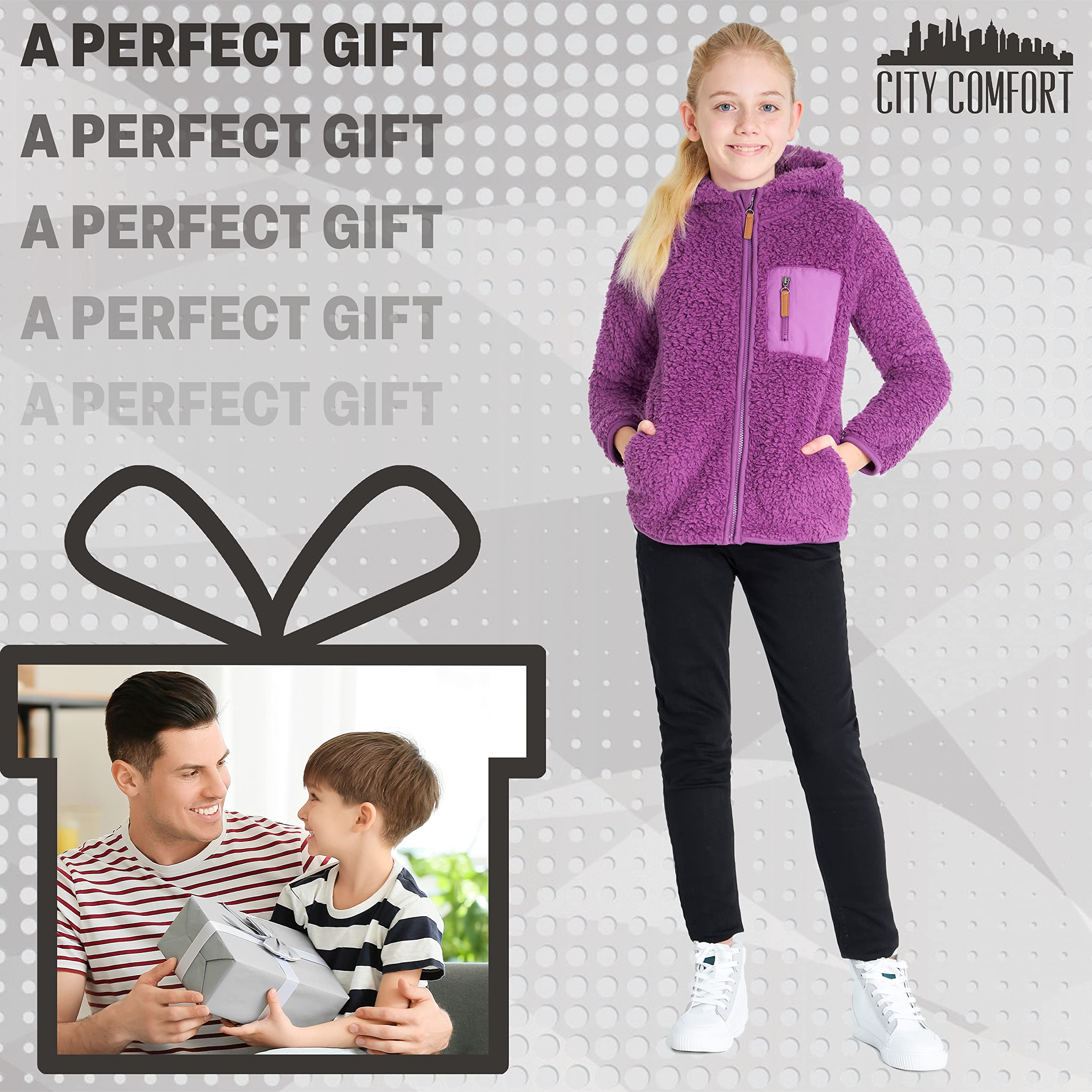 CityComfort Sudadera Niña Cremallera Chaqueta Forro Polar 3-14 Años