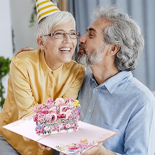 Miniatura 3 de Oyydecor Tarjeta emergente de feliz cumpleaños 65 para mujeres, esposa, regalo de cumpleaños 65 para mamá, tarjeta de cumpleaños de felicitación 3D