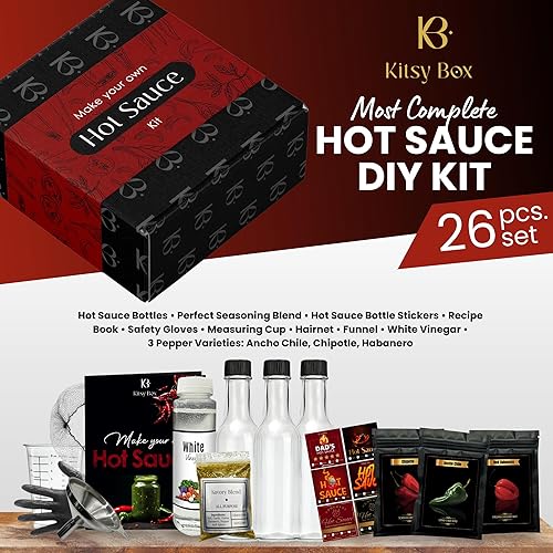 Miniatura 2 de Kit de fabricación de salsa picante para hacer tu propia salsa picante  Incluye pimientos reales (chiles anchos, chipotle y habanero) Rango de calor