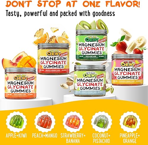 Vista 6 de Gomitas de glicinato de magnesio rellenas en el centro de 400 mg Alta absorción para niños, adolescentes y adultos Suplemento para dormir, calma