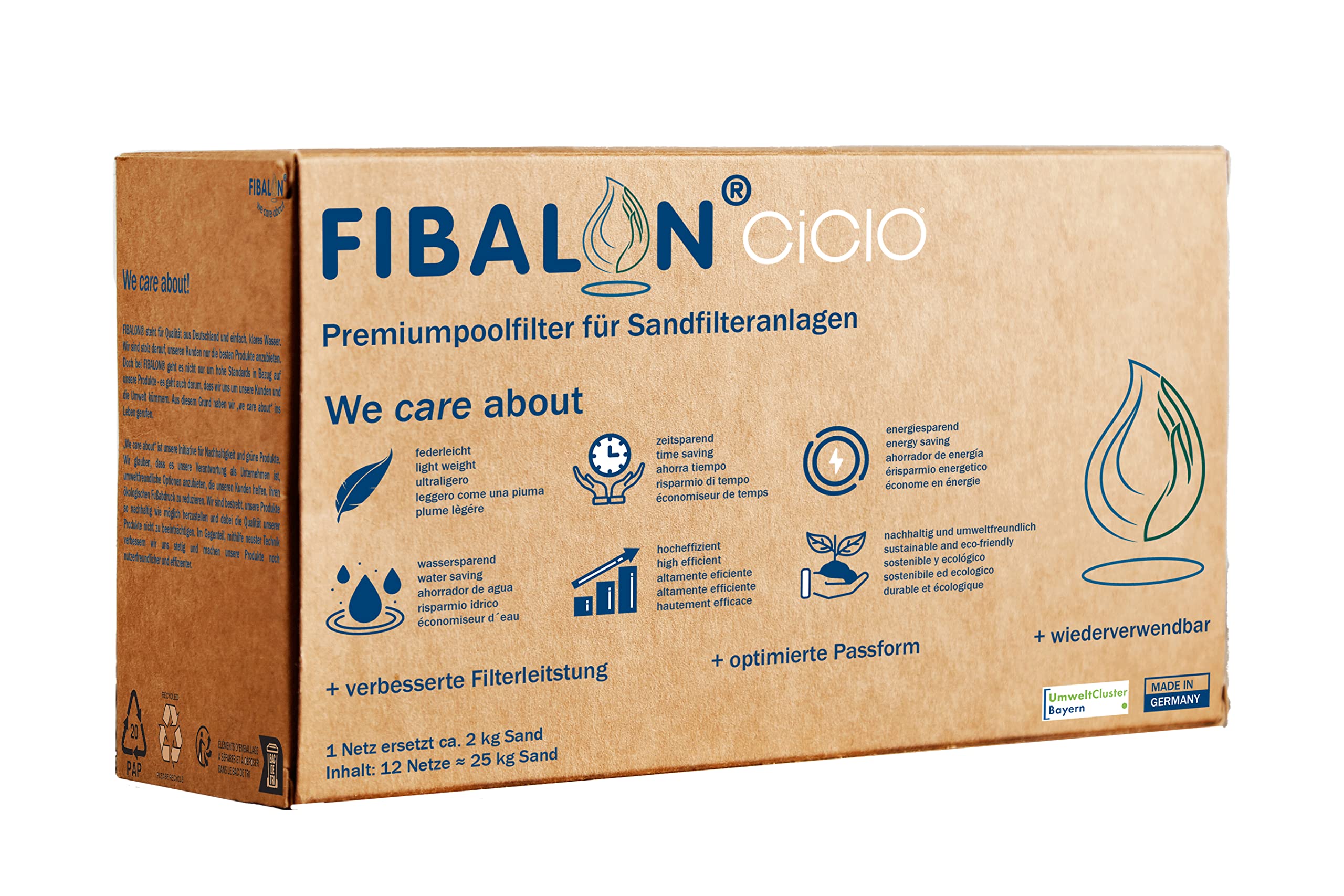 CiCLO® Pool Premium Bolas de filtro para sistemas de filtración de arena, 12 redes, material de filtro sostenible y respetuoso con el medio ambiente, con el mejor rendimiento de filtro,