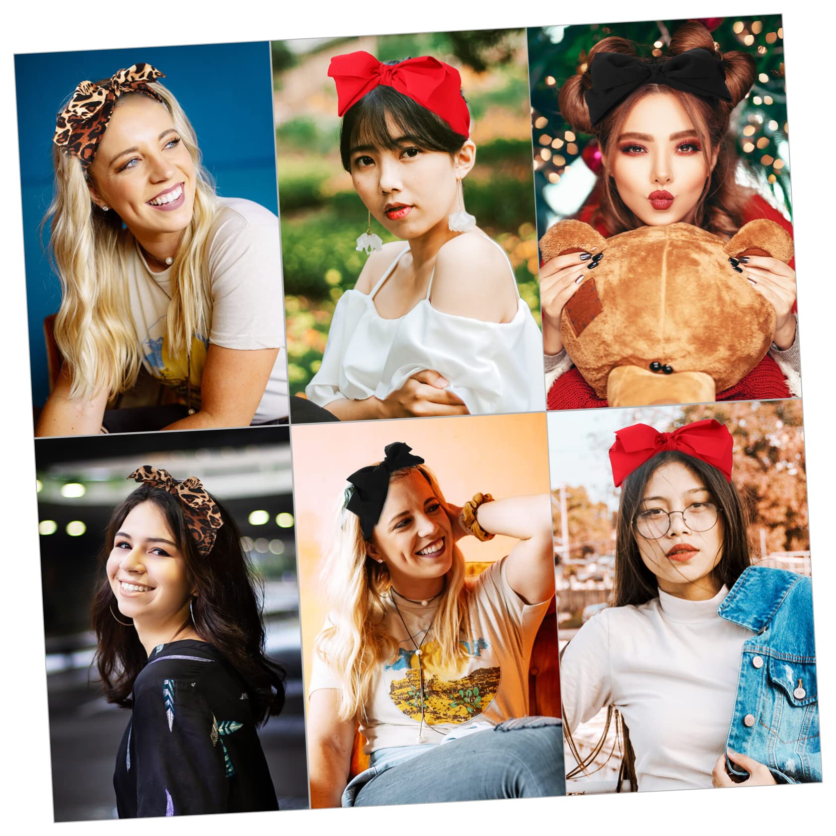 Didiseaon 9 Piezas diadema con lazo diademas anudadas para niñas accesorios para el cabello rojo tiara diadema de rendimiento decoración del pelo del partido corbata de moño