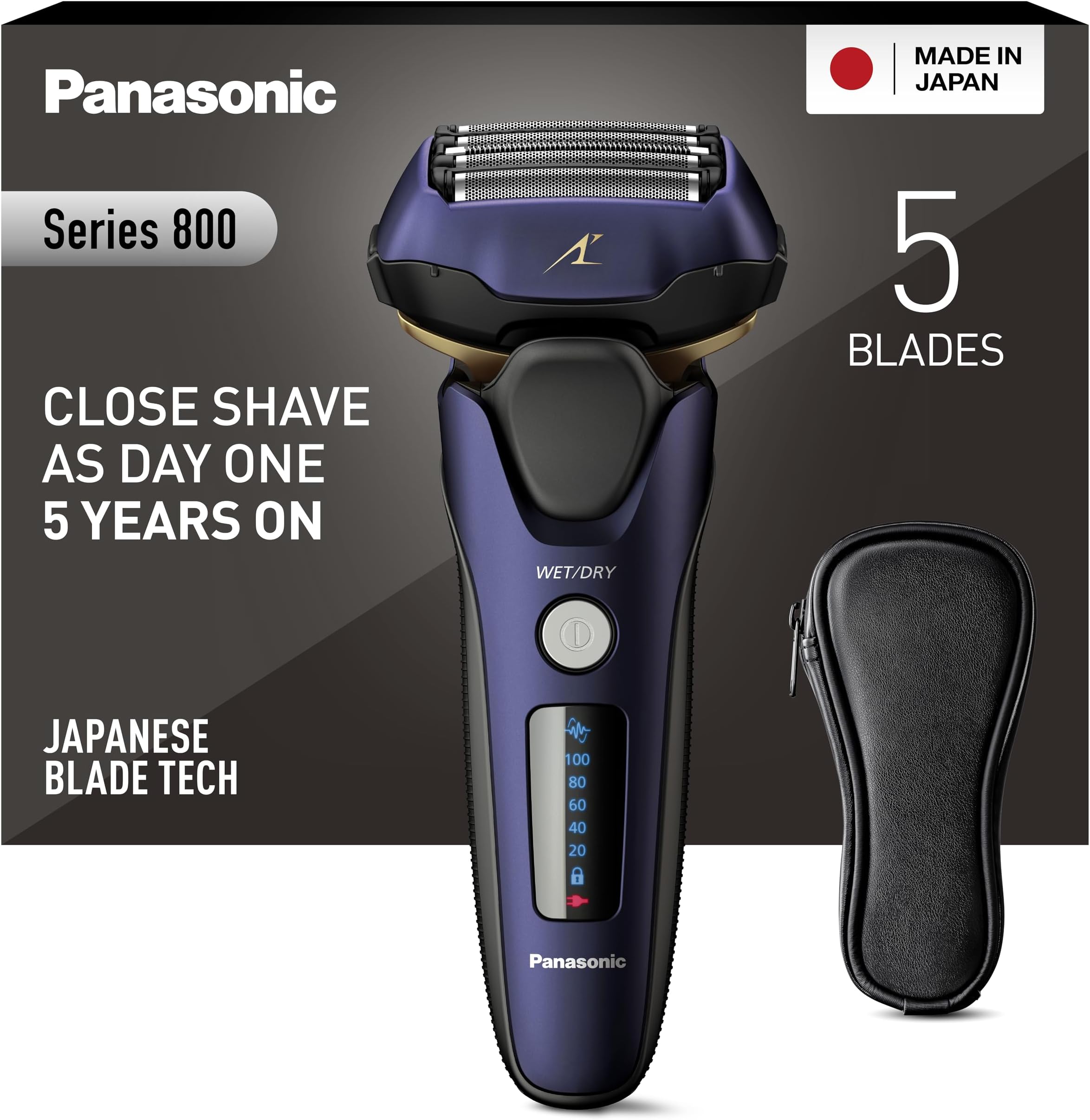 Series 800 ES-LV67 , 5-Blade Wet & Dry Electric Shaver For Men, Rechargeable, Responsive Beard Sensor, Multi-Flex 16D Head, Navy and Black