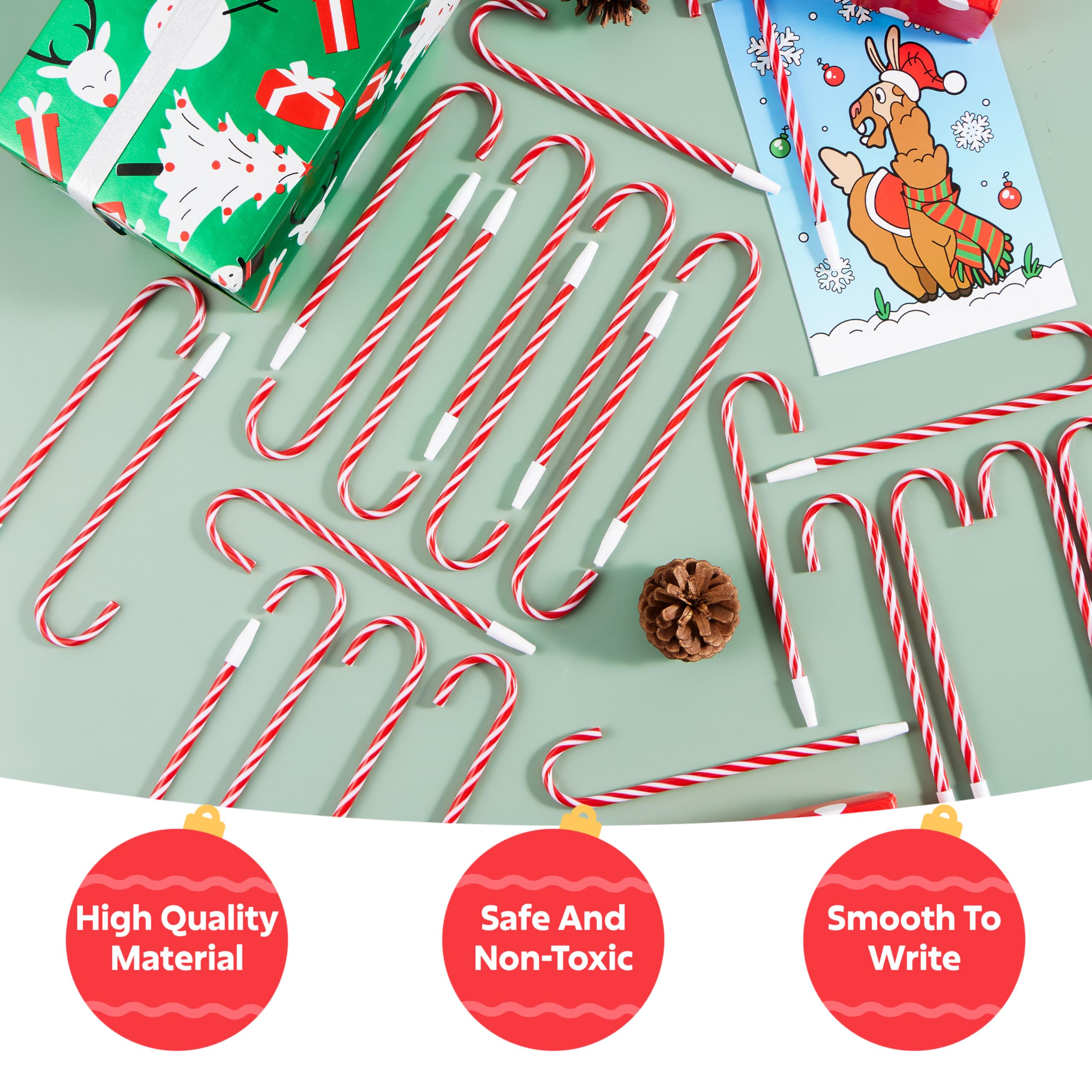 JOYIN 24 penne a sfera a forma di bastoncino di zucchero di Natale, regalo per bambini, penne natalizie per calza di Natale, regali per insegnanti, studenti, forniture per aule, premio di carnevale,