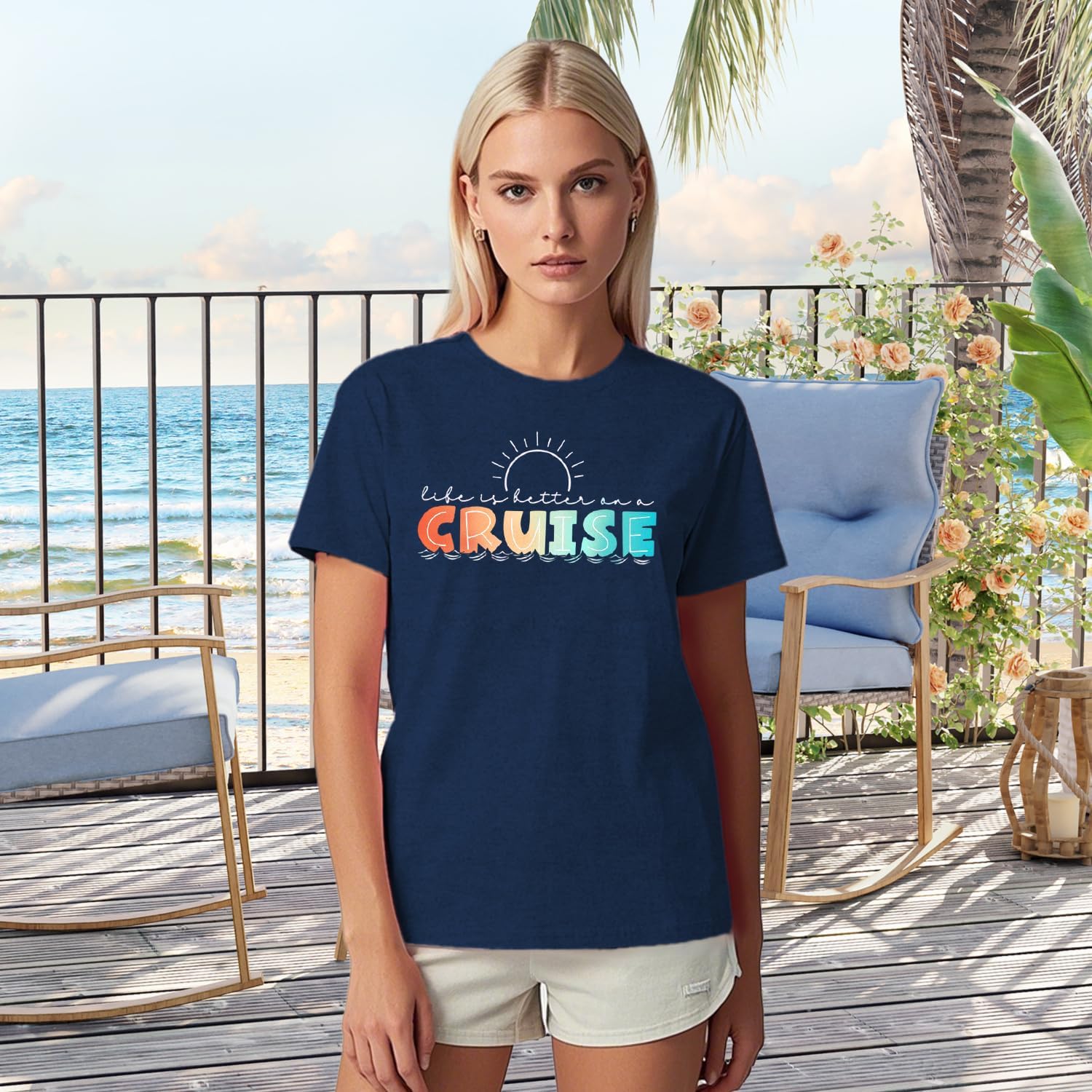Cruise Shirts for Women Life is Better on a Cruise T-Shirt Sunshine Beach Vacation Short Sleeve - Image 4