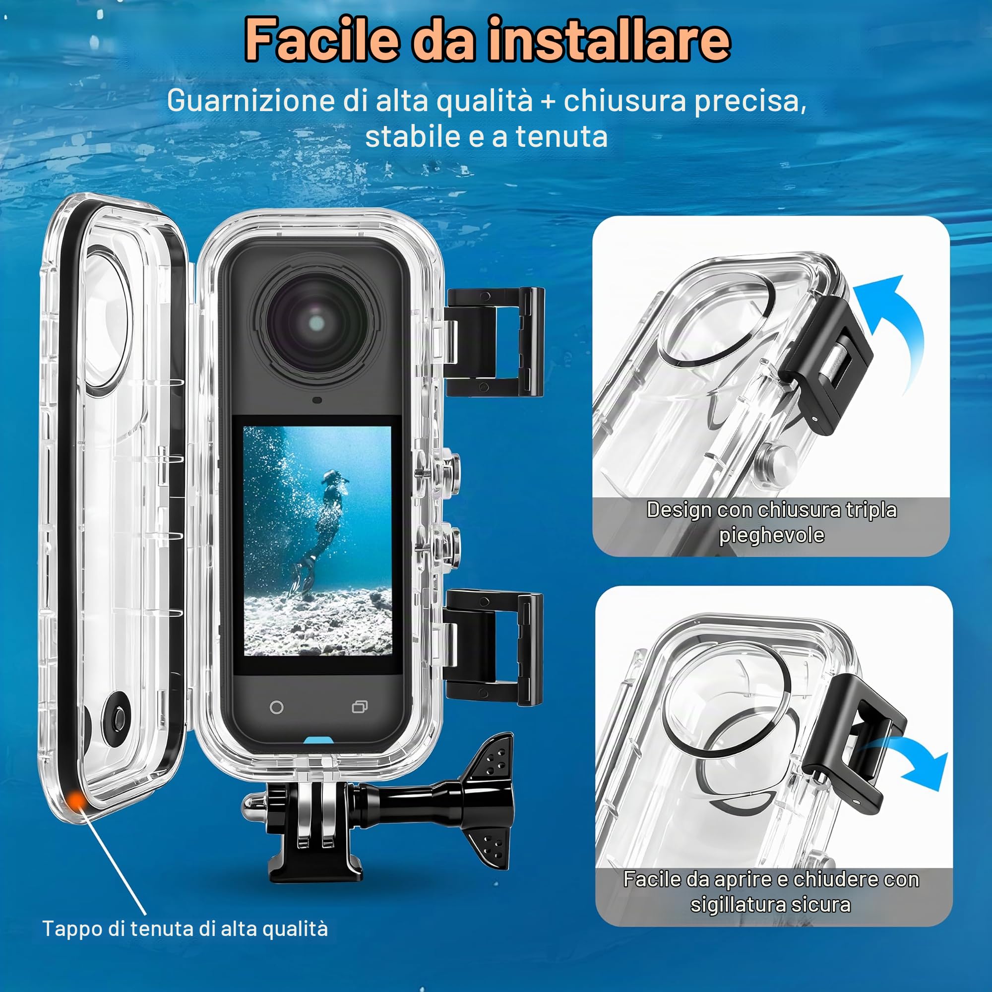 FitStill Custodia impermeabile per Insta 360 X5 impermeabile 40M HD Optical Glass Lens X5 custodia subacquea protezione completa compressione X5 accessori X5