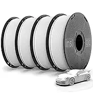 Inslogic Pre-Dried Matte PLA Filament 1.75mm 3D Printer Filament, Fine Matte Texture & High Precision PLA Filament, Accuracy +/- 0.02mm, 1kg x 4 Spools Bundle Fit Most FDM 3D Printers, White