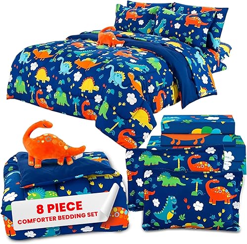 Juego de edredón para cama individual y queen para niño y niña, con fundas de almohada, juego de sábanas y almohada decorativa con juguete, varios