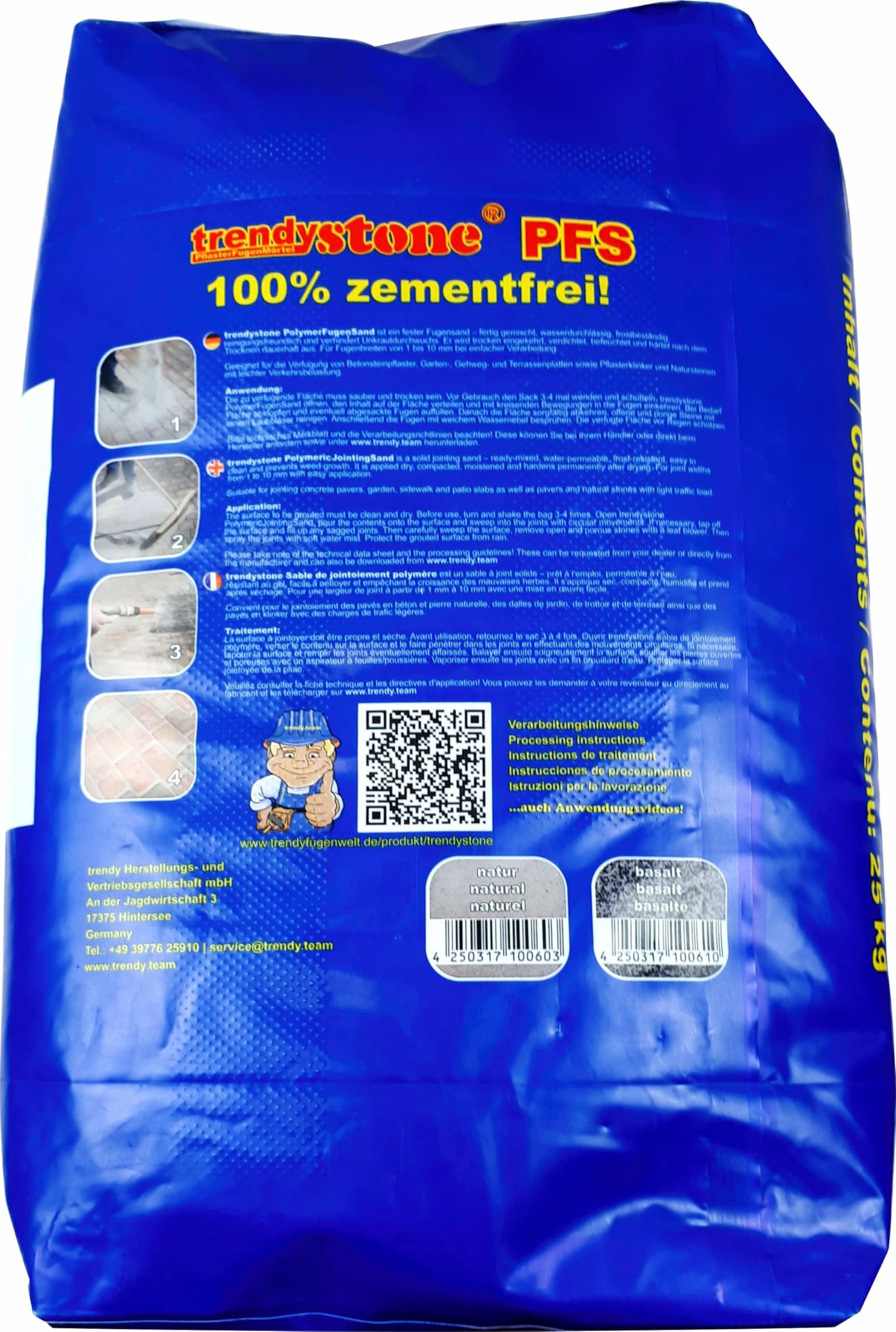 trendystone Polymerfugensand 25 kg natur - Pflasterfugenmörtel für schmale Fugen ab 1 mm Fugenbreite