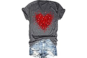 Valentine's Day Gifts for Her: Heart Graphic V-Neck Tshirt