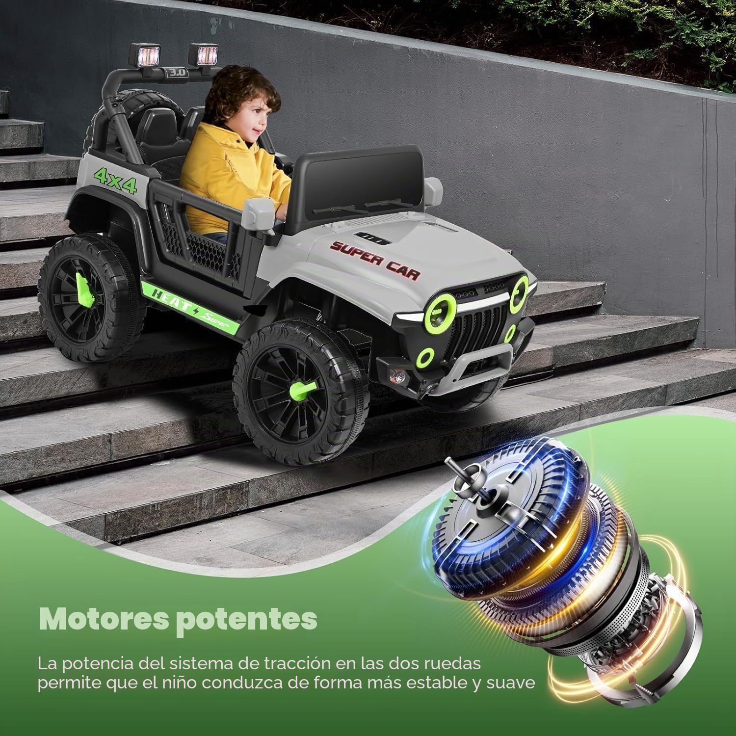 Vehículos eléctricos de 24 V, Coche eléctrico para niños, Coche eléctrico Infantil con Mando a Distancia, 2 Motores de 150 W, Capacidad de Carga máxima: 50 kg
