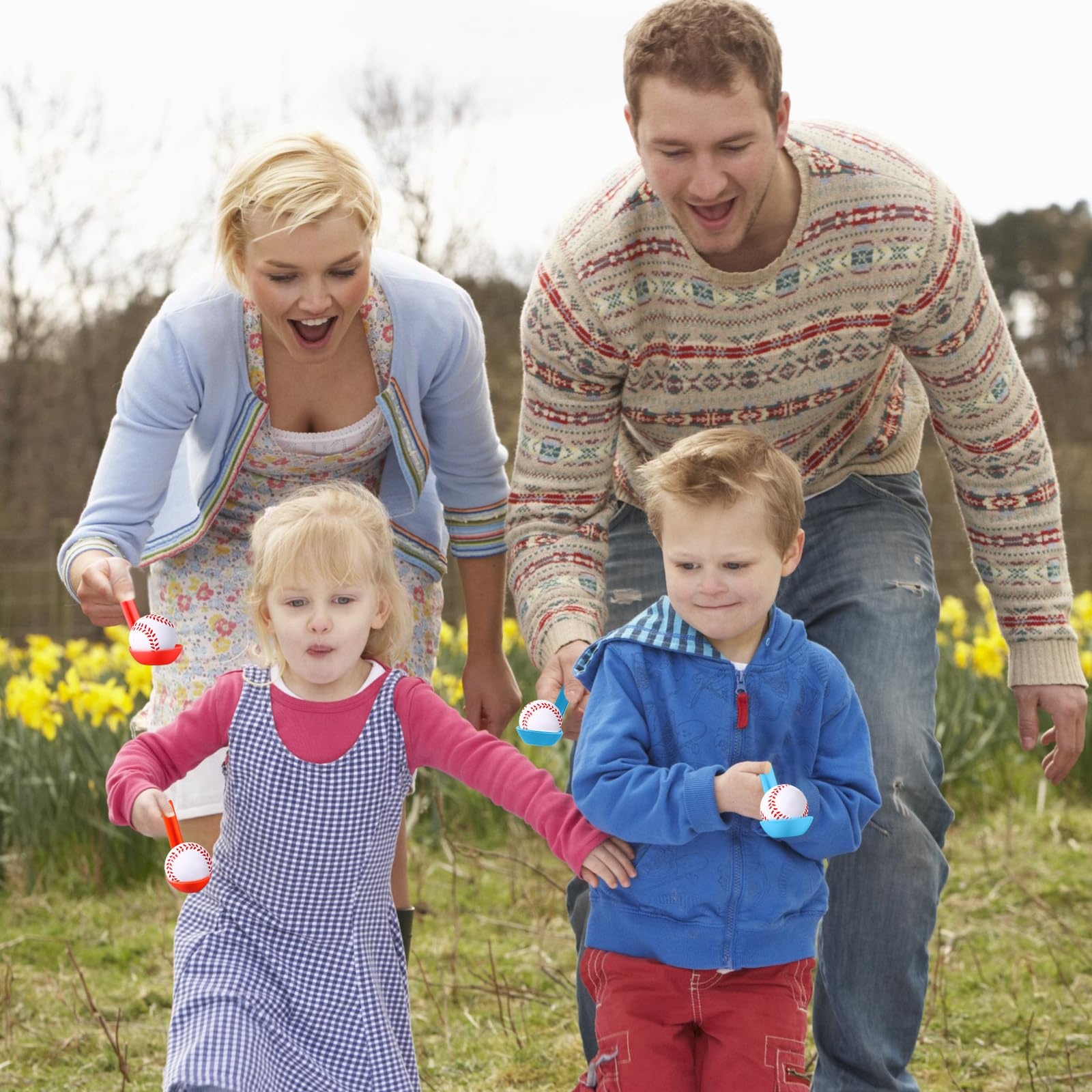 PullCrease 12 Pack Baseball Theme Party Game Spoon Relay Race Toy Set for Kids Adults Baseball Foam Ball and Spoon Race Game for Sports Party Indoor Outdoor School Class Birthday - Image 4