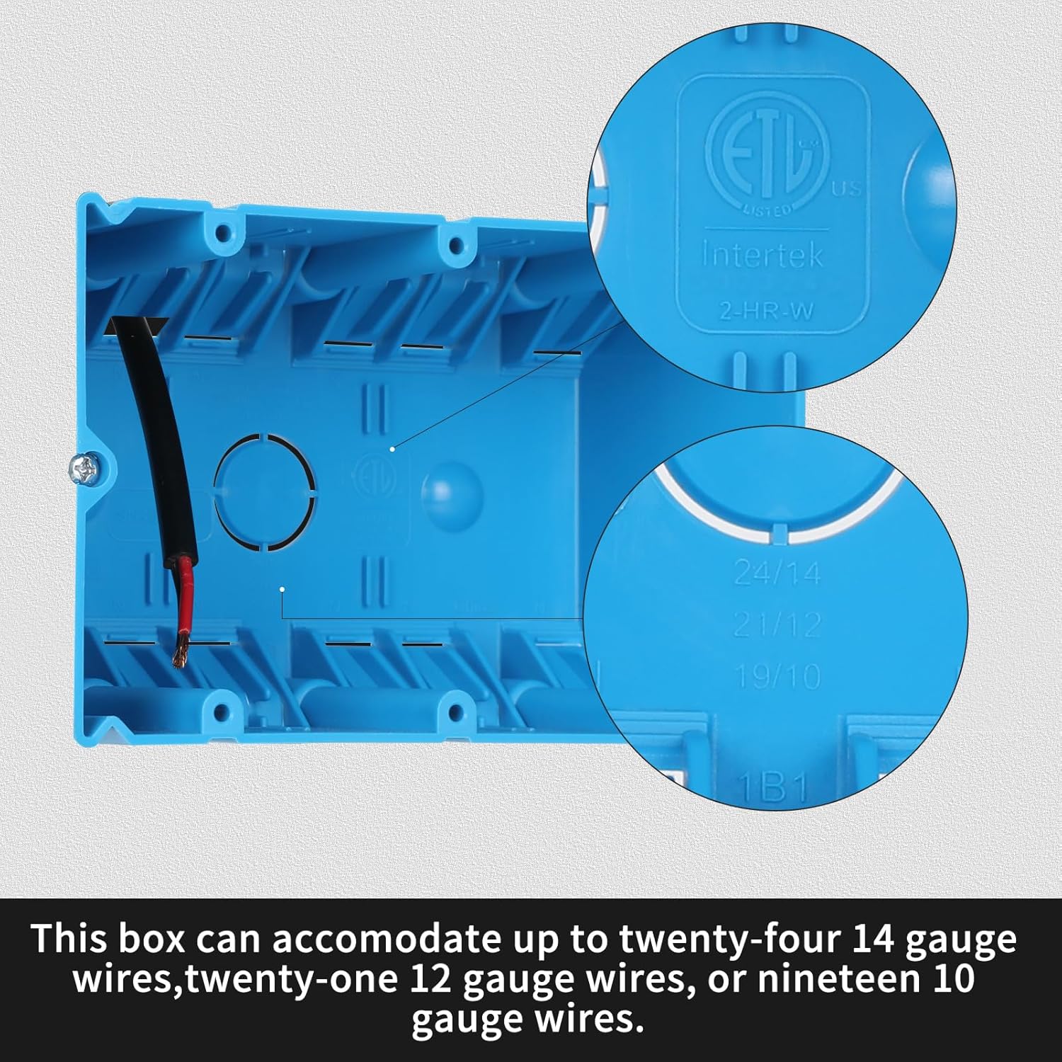 XIUTE Blue 3-Gang PVC Adjustable Switch/Outlet Wall Electrical Box, Interior Space of 49 Cubic Inches,for The Electrical Installation of Buildings,ETL，6-Pack
