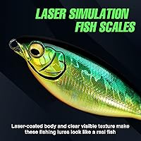 Vista 5 de PLUSINNO Señuelos de pesca de agua superior, 4 señuelos de pesca para lucioperca de trucha lucioperca lucioperca