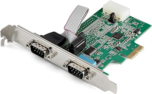 StarTech.com Tarjeta adaptadora PCI Express RS232 de 2 puertos - Tarjeta controladora de host serie PCIe RS232 - Tarjeta PCIe a Dual Serial DB9 -
